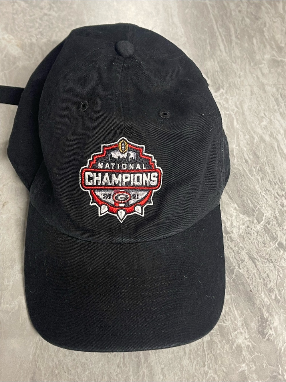 Georgia Bulldogs 2021 National Champions Hat Cap Distressed Black with Logo